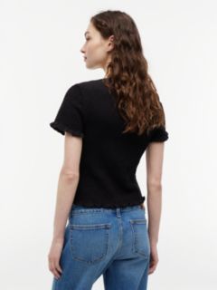 Smock Flag Embroidery Slim T-Shirt — Black 4