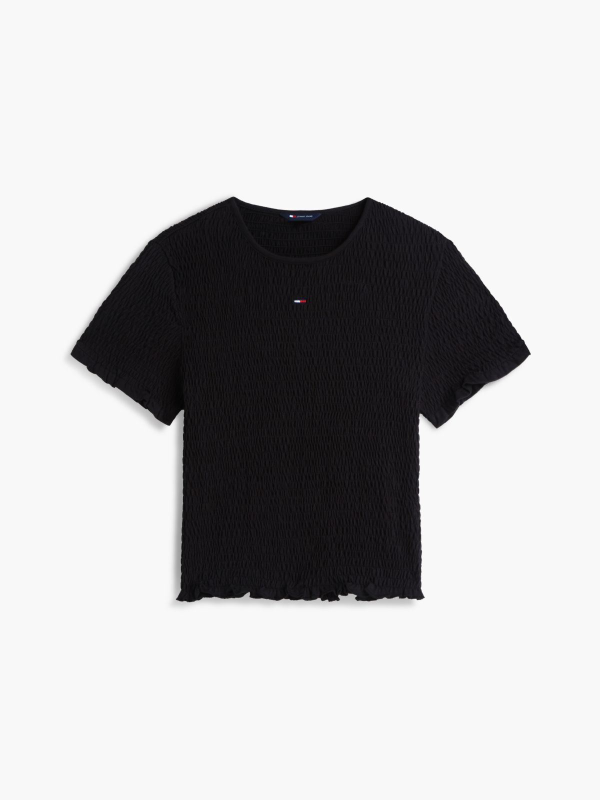 Smock Flag Embroidery Slim T-Shirt — Black