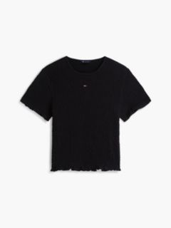Smock Flag Embroidery Slim T-Shirt — Black 5