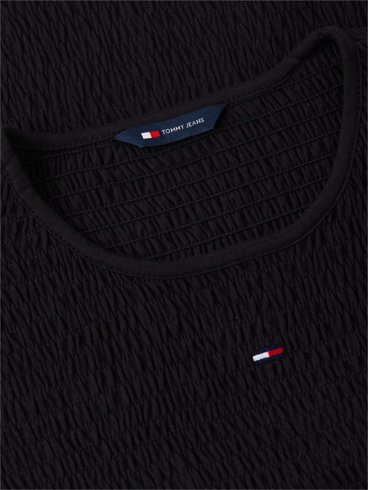 Smock Flag Embroidery Slim T-Shirt — Black