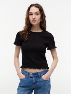 Smock Flag Embroidery Slim T-Shirt — Black 1