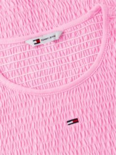 Smock Flag Embroidery Slim T-Shirt — Pink 6