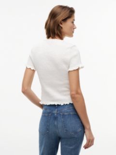 Smock Flag Embroidery Slim T-Shirt — White 4