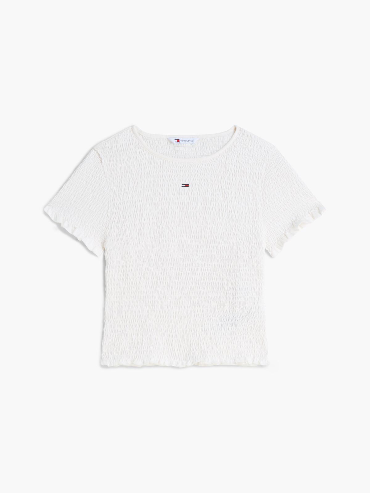 Smock Flag Embroidery Slim T-Shirt — White