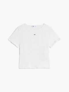 Smock Flag Embroidery Slim T-Shirt — White 5