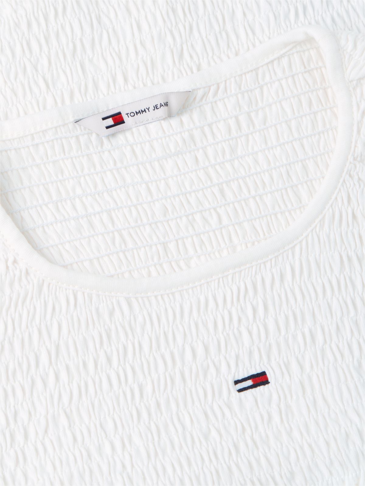 Smock Flag Embroidery Slim T-Shirt — White