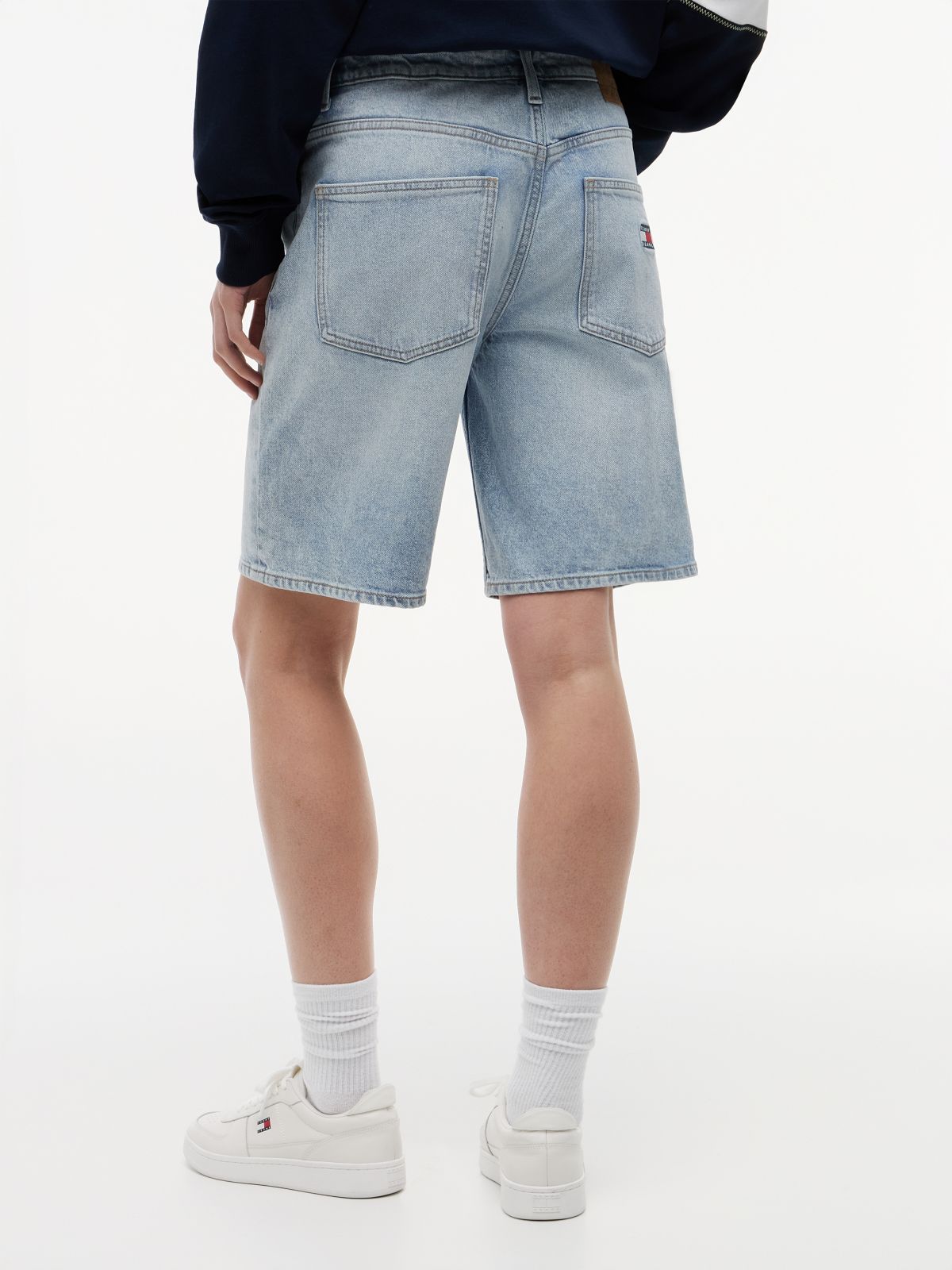 Relaxed Denim Bermuda Shorts — Blue