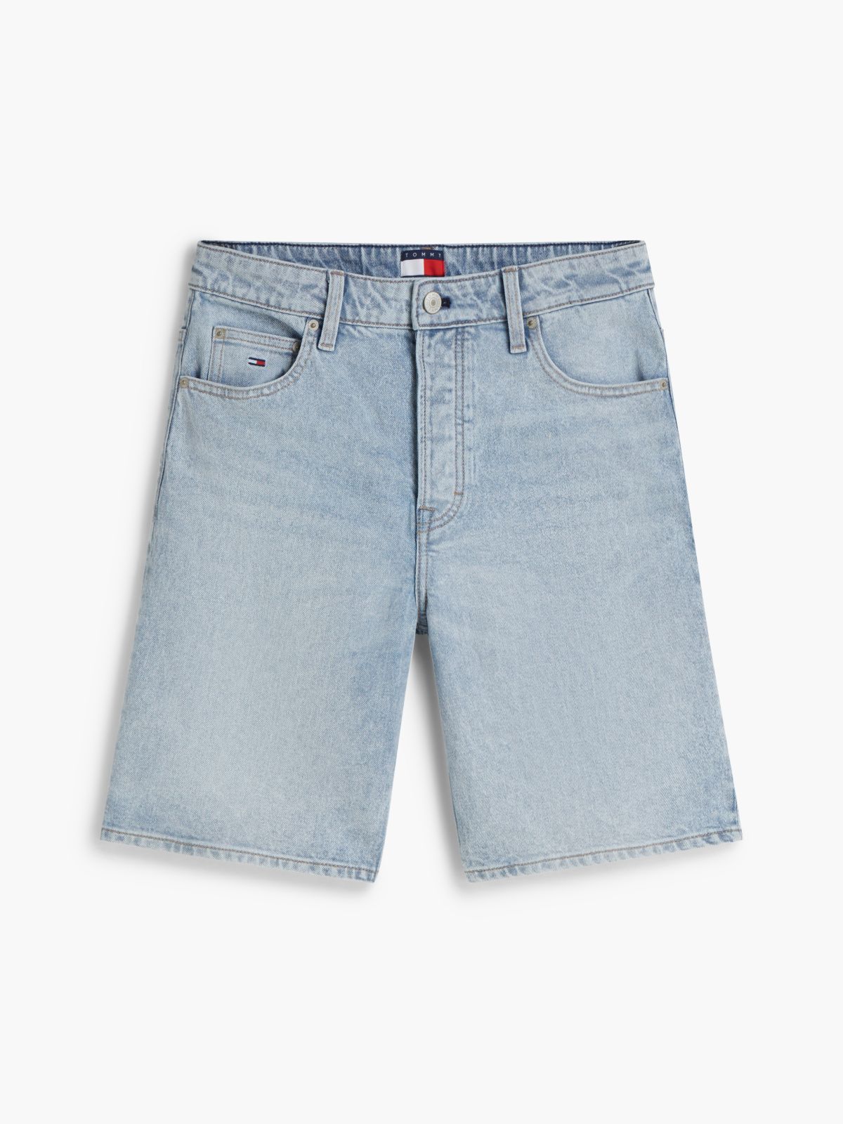 Relaxed Denim Bermuda Shorts — Blue