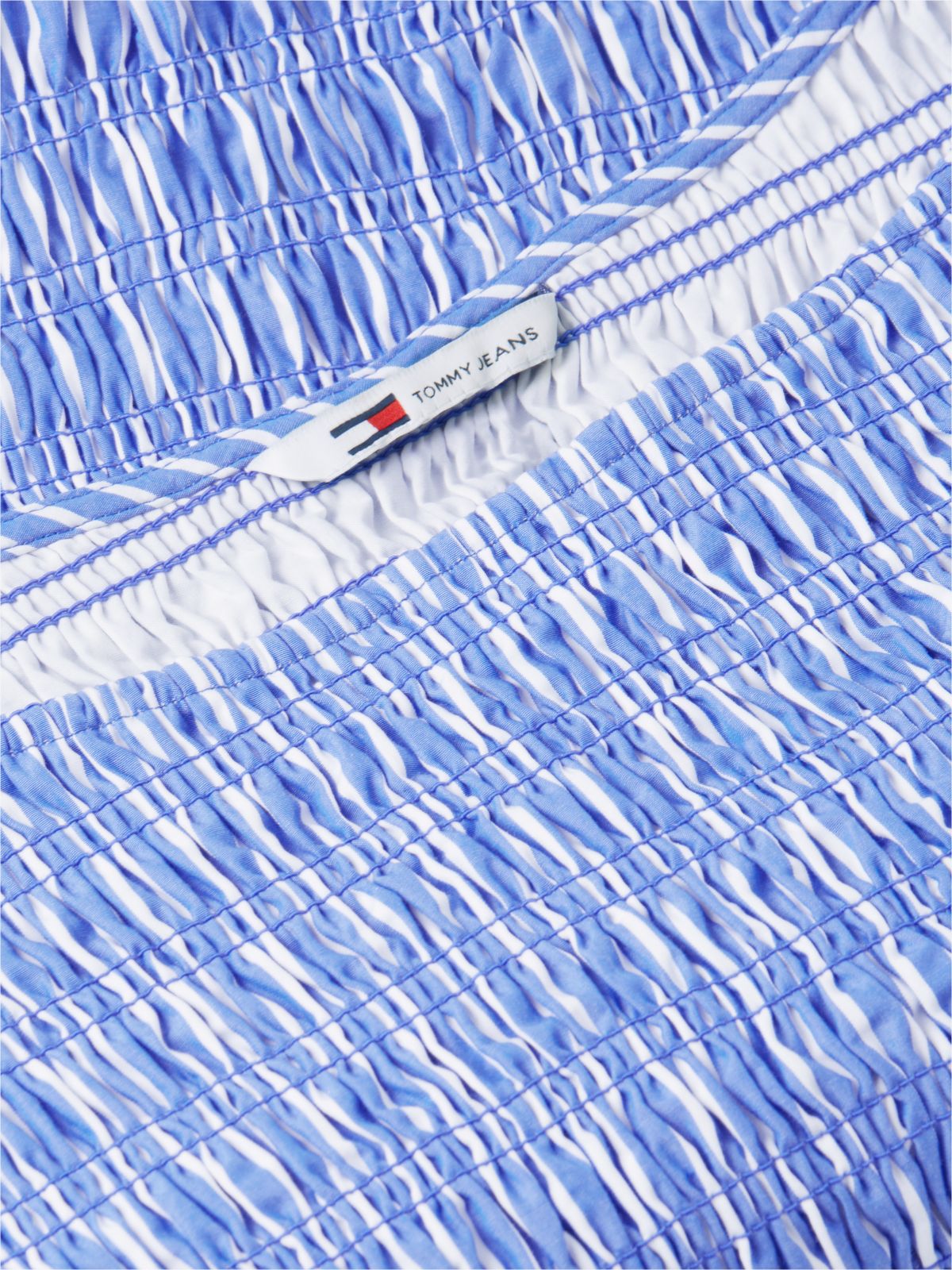 Smock Poplin Slim Short Sleeve Blouse — Blue