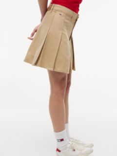 Washed Canvas Pleated Mini Skirt — Beige 3