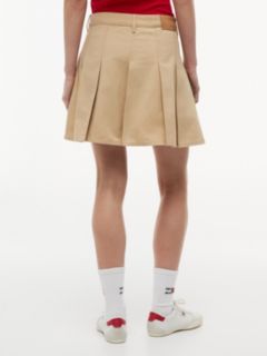Washed Canvas Pleated Mini Skirt — Beige 4