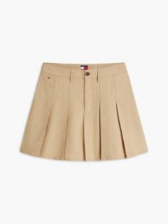Washed Canvas Pleated Mini Skirt — Beige 5