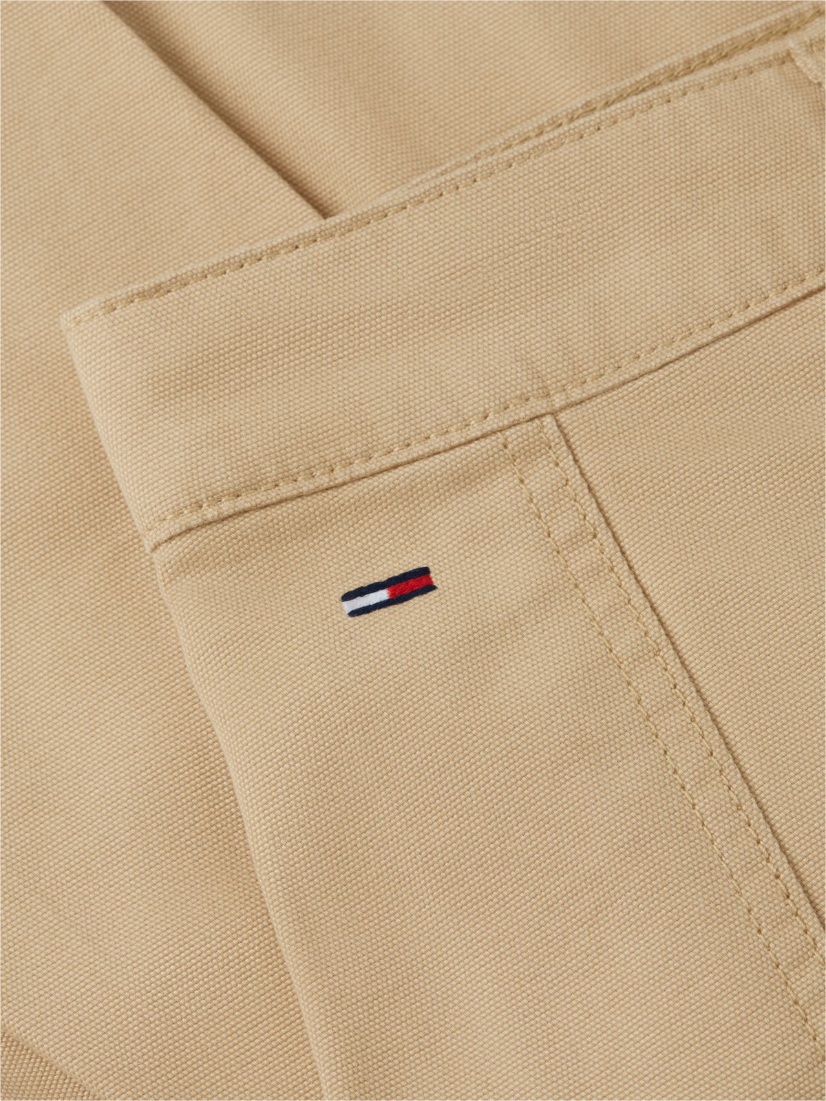 Washed Canvas Pleated Mini Skirt — Beige