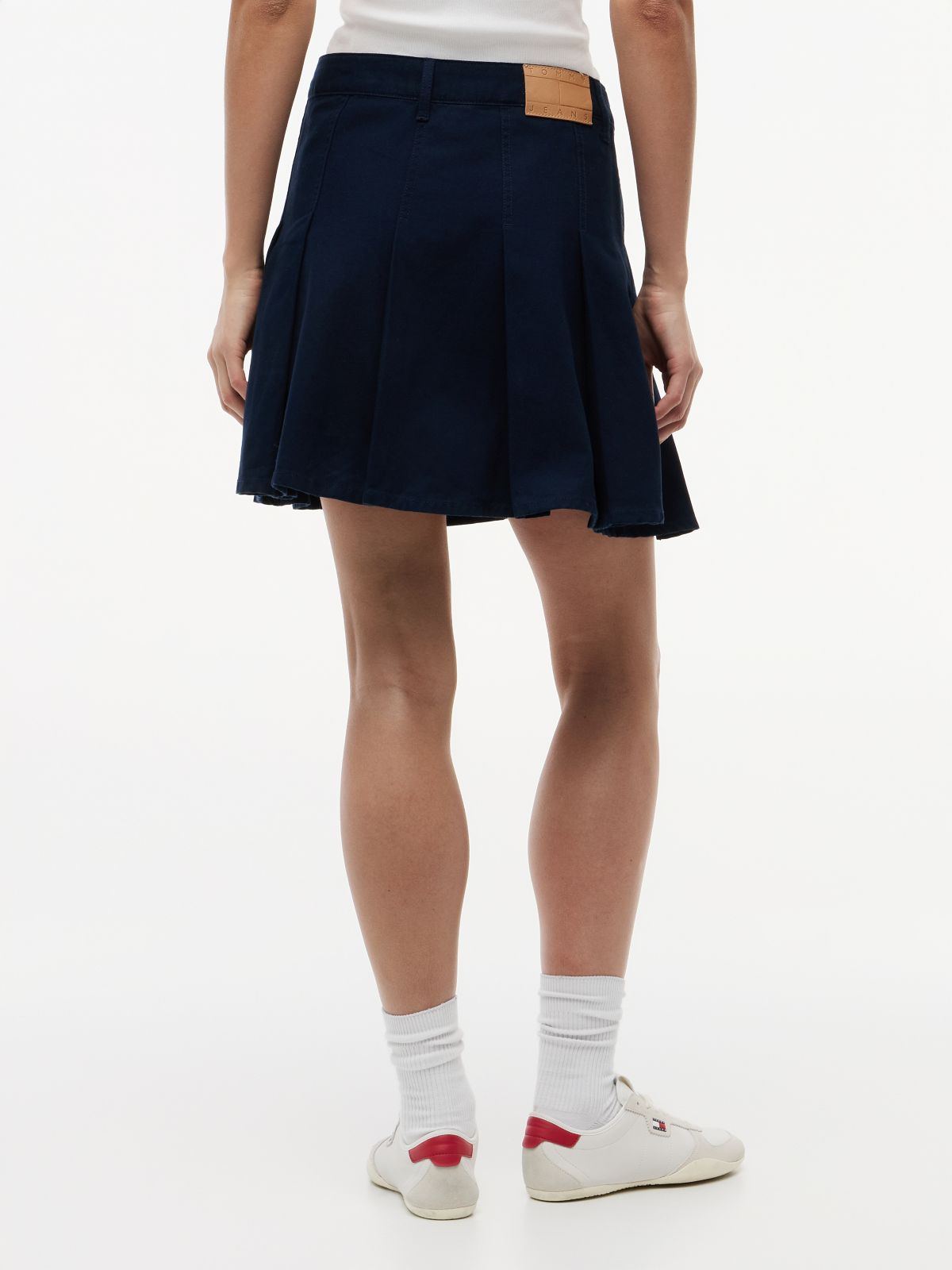 Washed Canvas Pleated Mini Skirt — Blue