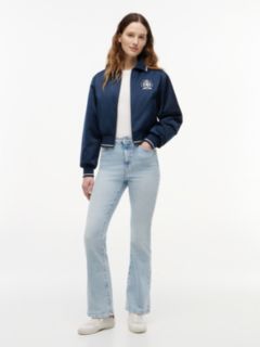 Back Logo Patch Satin Varsity Jacket — Blue 2