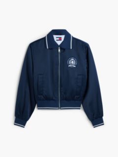 Back Logo Patch Satin Varsity Jacket — Blue 5