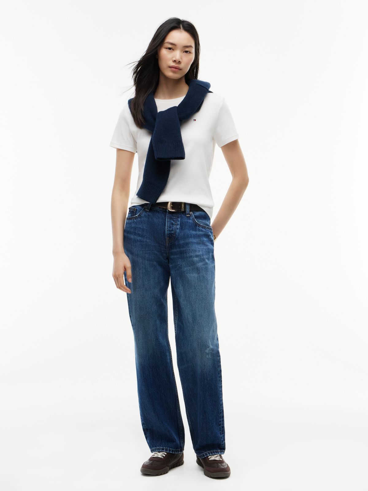 Sophie Low Rise Straight Distressed Jeans — Denim