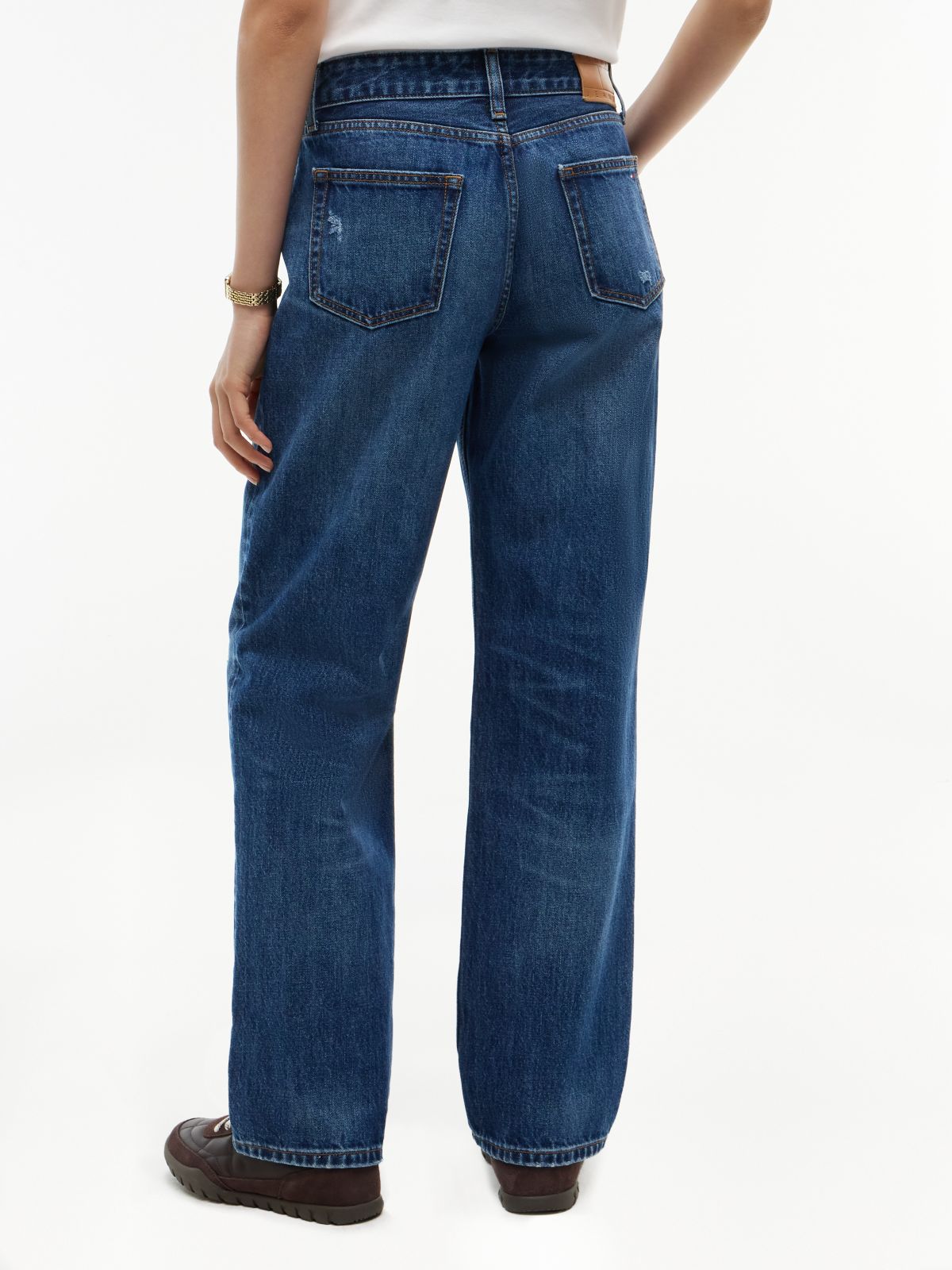 Sophie Low Rise Straight Distressed Jeans — Denim