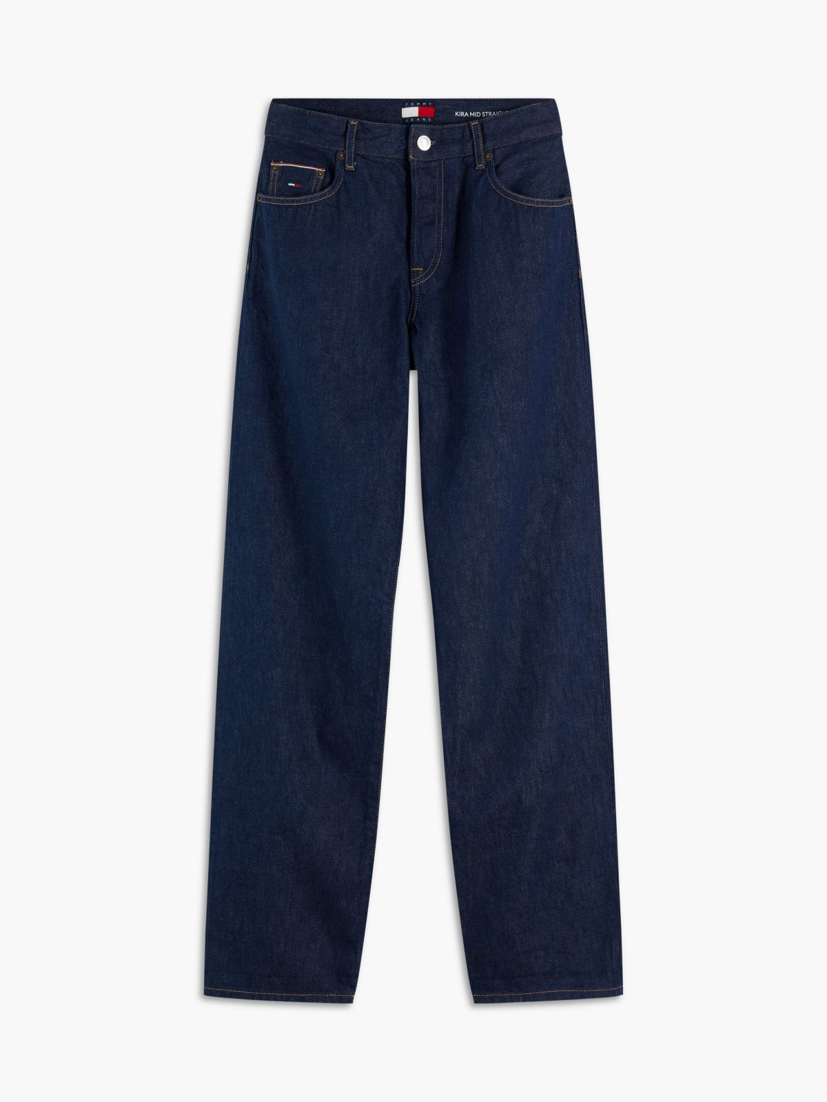Kira Selvedge Mid Rise Straight Jeans — Denim