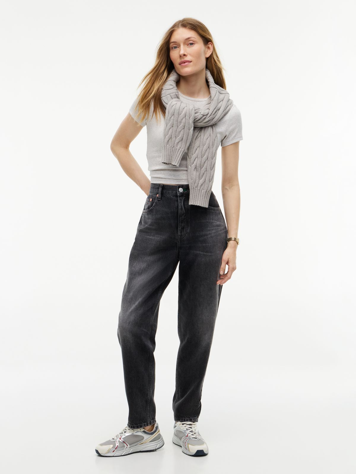 Mom High Rise Tapered Black Jeans — Denim