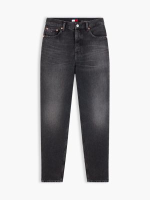 denim mom high rise tapered black jeans for women tommy jeans