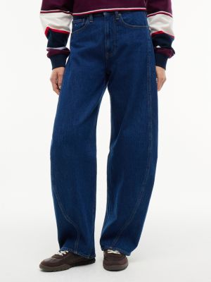 jean barrel ella taille haute denim pour femmes tommy jeans