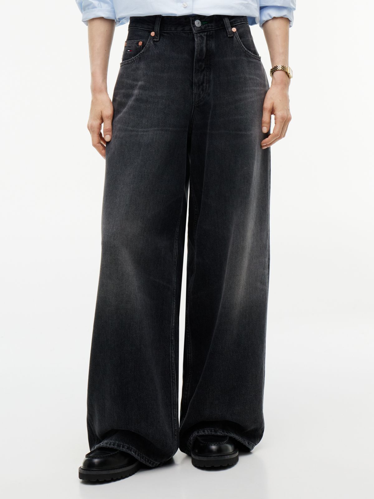 Charlie Mid Rise Loose Black Jeans — Denim