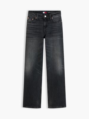 denim sophie schwarze straight jeans mit niedrigem bund für damen - tommy jeans