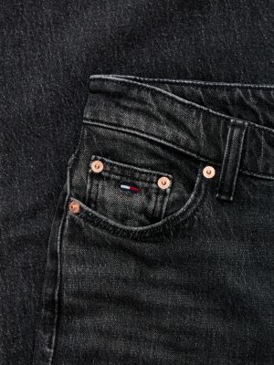 denim sophie schwarze straight jeans mit niedrigem bund für damen - tommy jeans