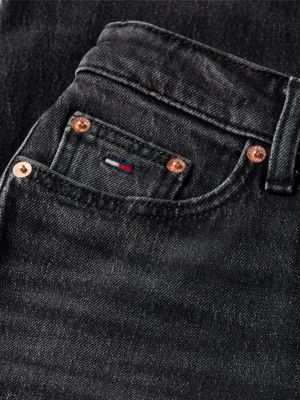 denim sophie schwarze straight jeans mit niedrigem bund für damen - tommy jeans