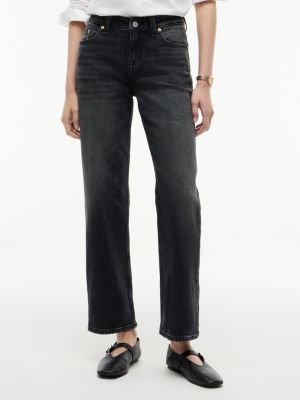 denim sophie schwarze straight jeans mit niedrigem bund für damen - tommy jeans