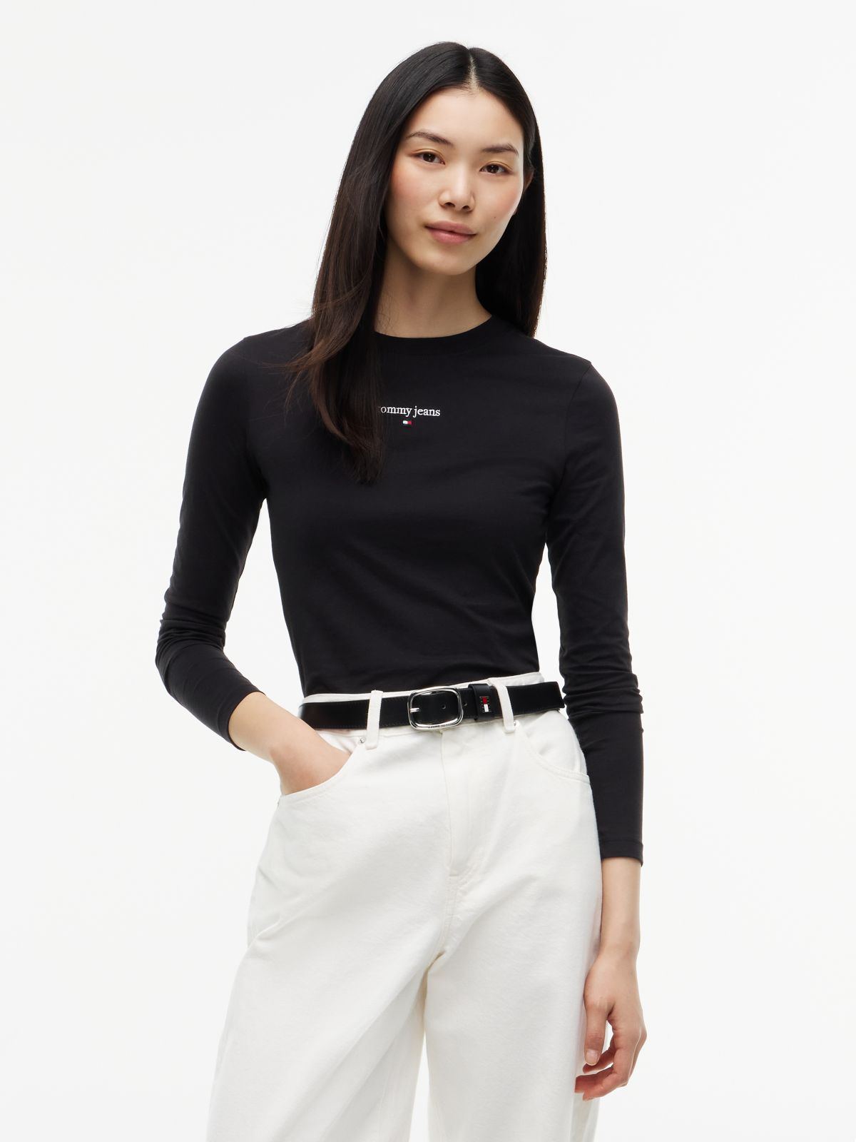 Classic Logo Slim Long Sleeve T-Shirt — Black
