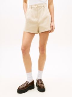 Claire High Rise Wide Leg Pleated Shorts — Beige 2
