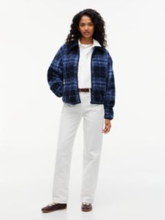 Teddy Fleece Boxy Zip-Thru Sweatshirt — Blue 2