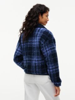 Teddy Fleece Boxy Zip-Thru Sweatshirt — Blue 4