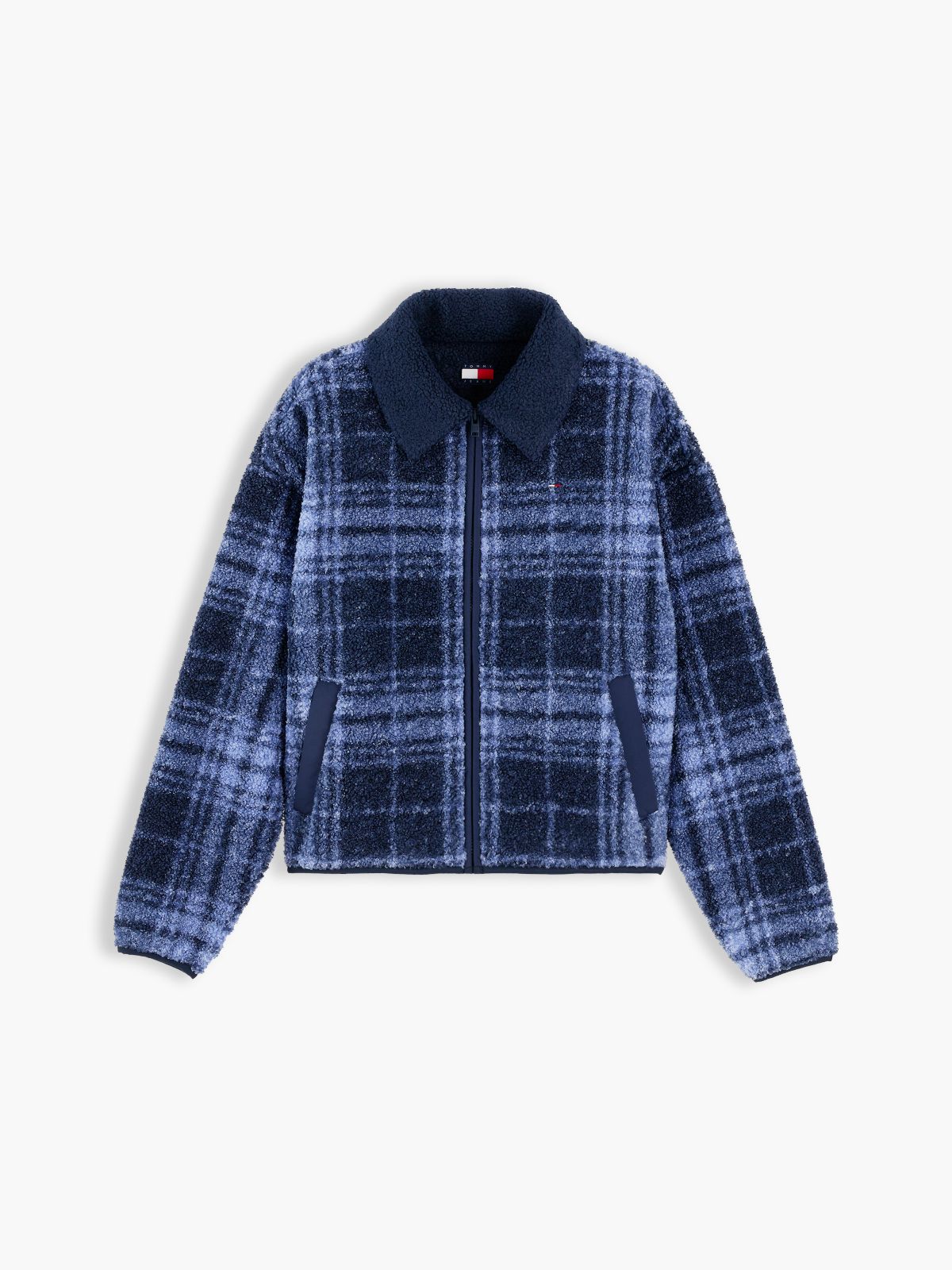 Teddy Fleece Boxy Zip-Thru Sweatshirt — Blue