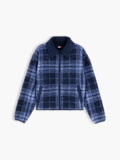 Teddy Fleece Boxy Zip-Thru Sweatshirt — Blue 5