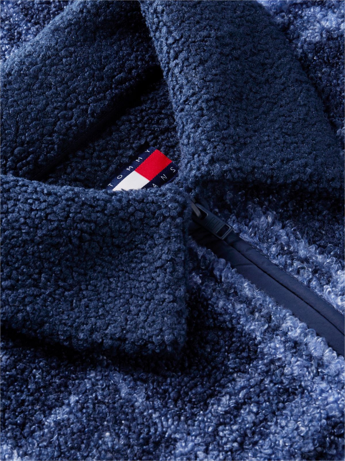 Teddy Fleece Boxy Zip-Thru Sweatshirt — Blue