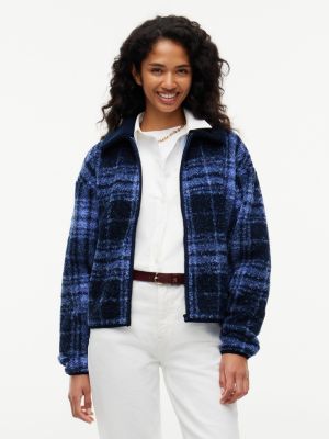 blue zapinana na zamek bluza z dzianiny futerkowej dla kobiety - tommy jeans