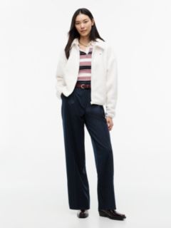 Teddy Fleece Boxy Zip-Thru Sweatshirt — White 2