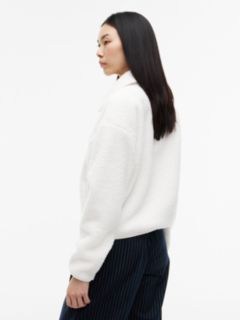 Teddy Fleece Boxy Zip-Thru Sweatshirt — White 4