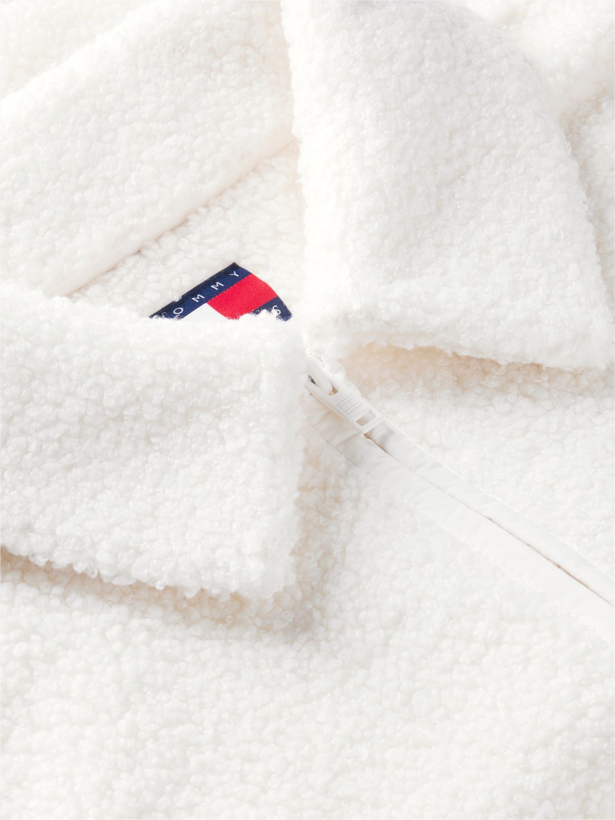 Teddy Fleece Boxy Zip-Thru Sweatshirt — White