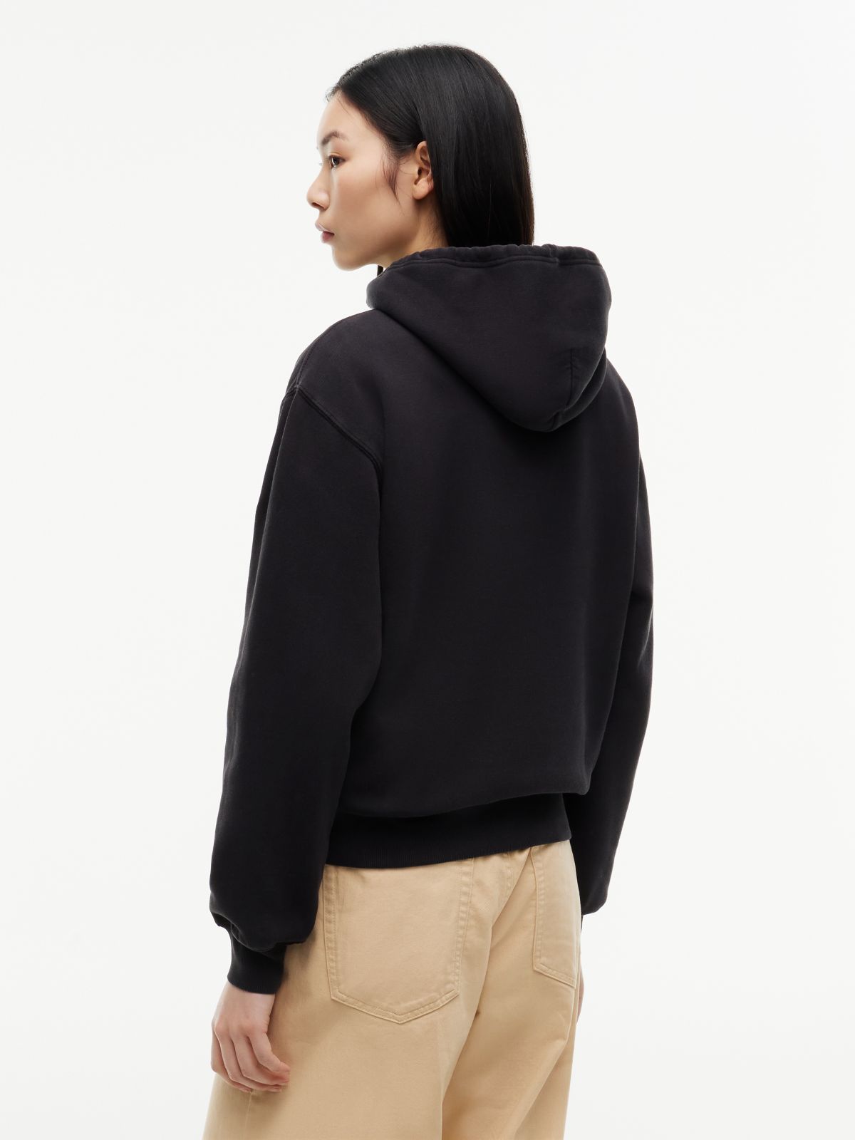 Tommy Badge Relaxed Drawstring Hoody — Black