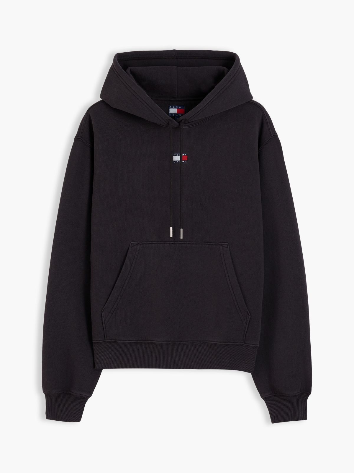 Tommy Badge Relaxed Drawstring Hoody — Black