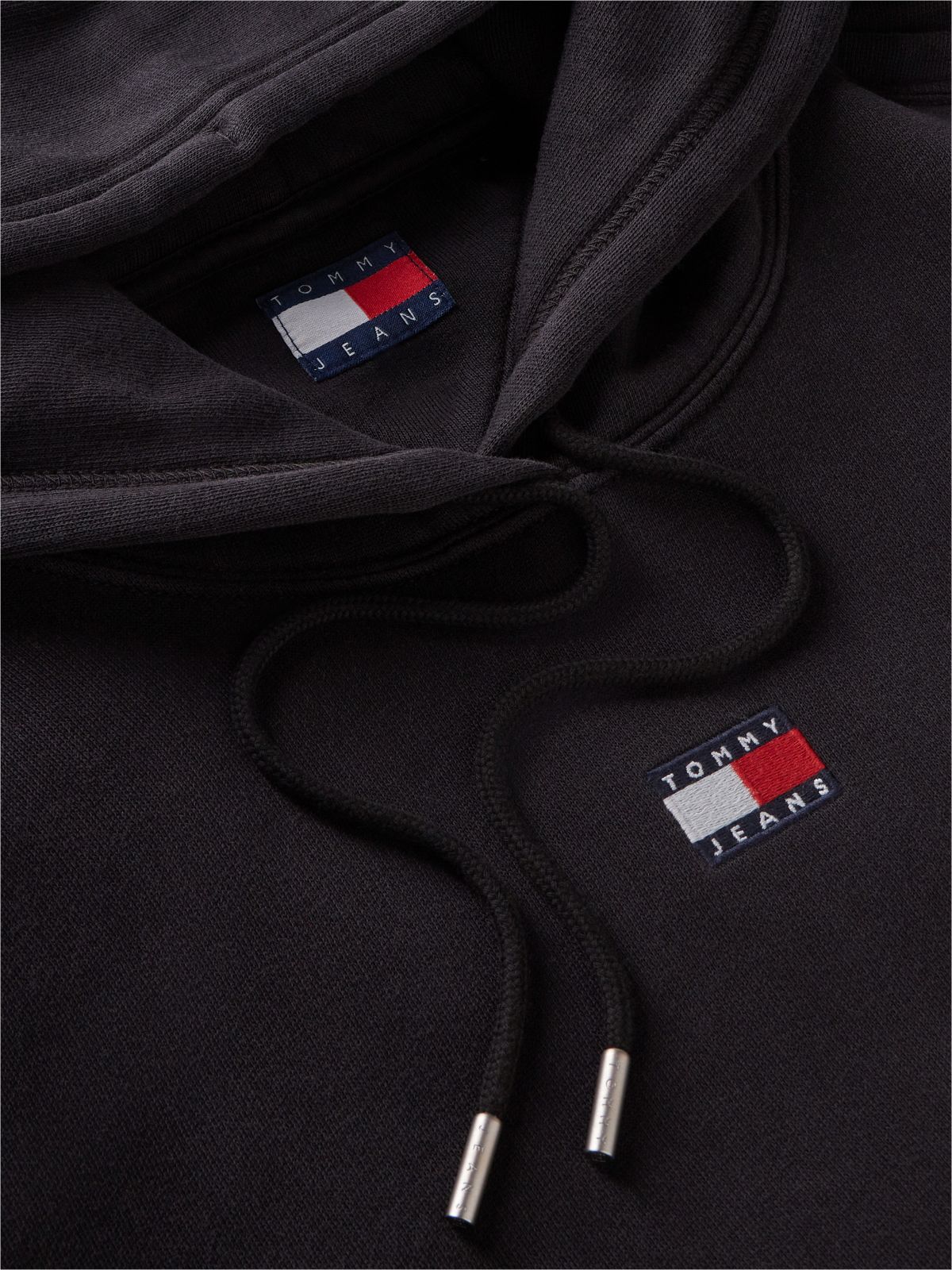 Tommy Badge Relaxed Drawstring Hoody — Black