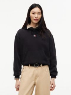 Tommy Badge Relaxed Drawstring Hoody — Black 1