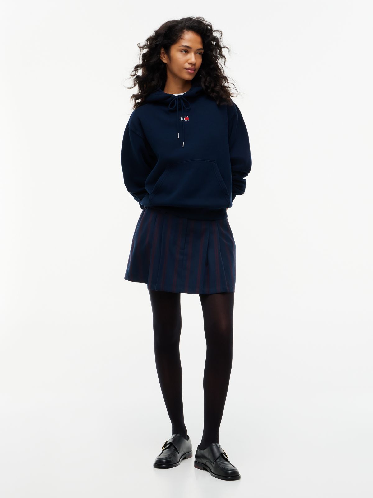 Tommy Badge Relaxed Drawstring Hoody — Blue