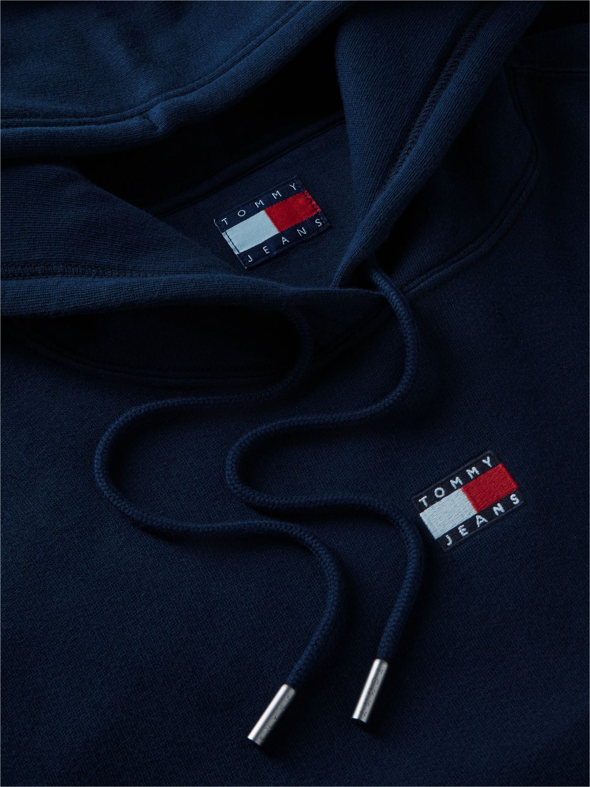 Tommy Badge Relaxed Drawstring Hoody — Blue