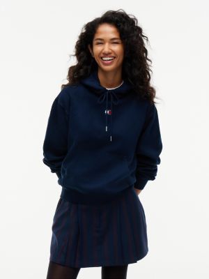 blue tommy badge boxy fit hoodie mit tunnelzug für damen - tommy jeans