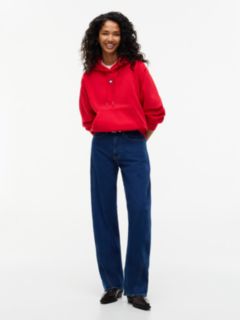 Tommy Badge Relaxed Drawstring Hoody — Red 2